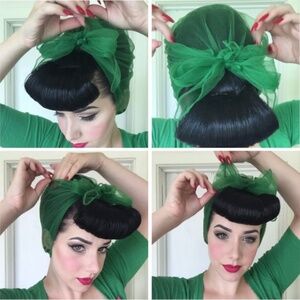 Kelly Green Pinup Nylon chiffon head scarf hair scarf rockabilly